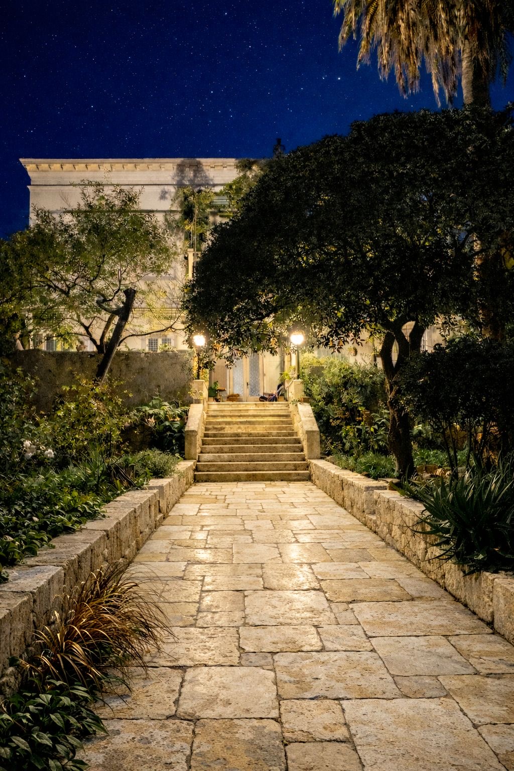 Stone apartment with sea-view terrace on Lošinj at golden hour